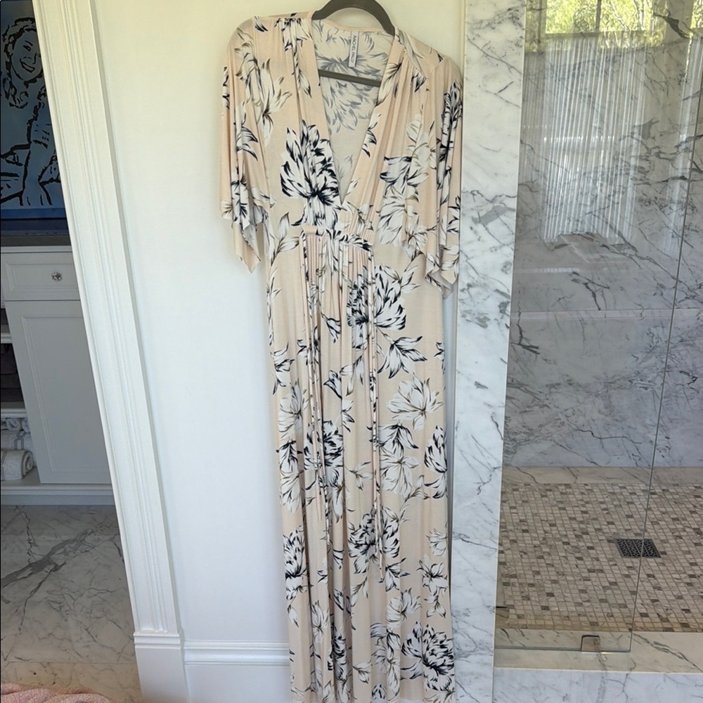 Floral Wrap Maxi Dress in Blush